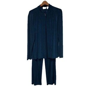 Chicos Travelers Two Piece Pant Set Long Sleeve Jacket Elastic Waist Pants 3 XL